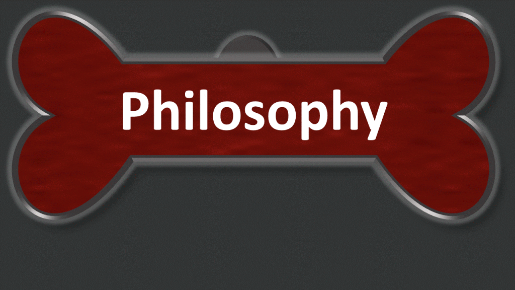 A red banner with the word philosophy on it.