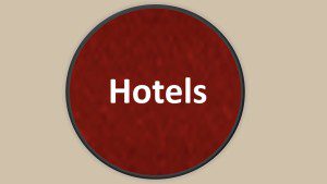 A red circle with the word hotels written on it.