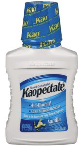A bottle of kaopectate is shown.