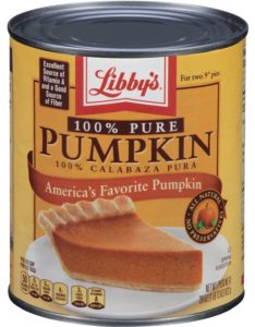 A can of pumpkin pie is shown.