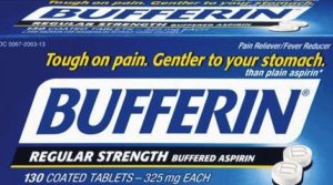 A box of buffering tablets is shown.