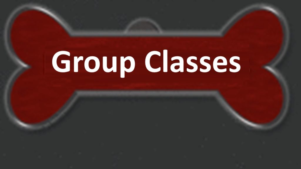 A red banner with the words group classes on it.