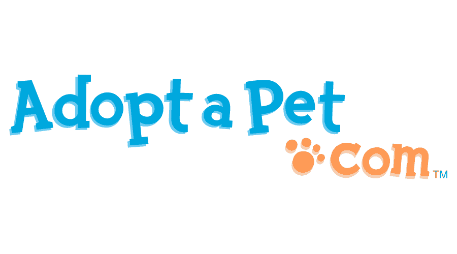 A blue and orange logo for adopt a pet.